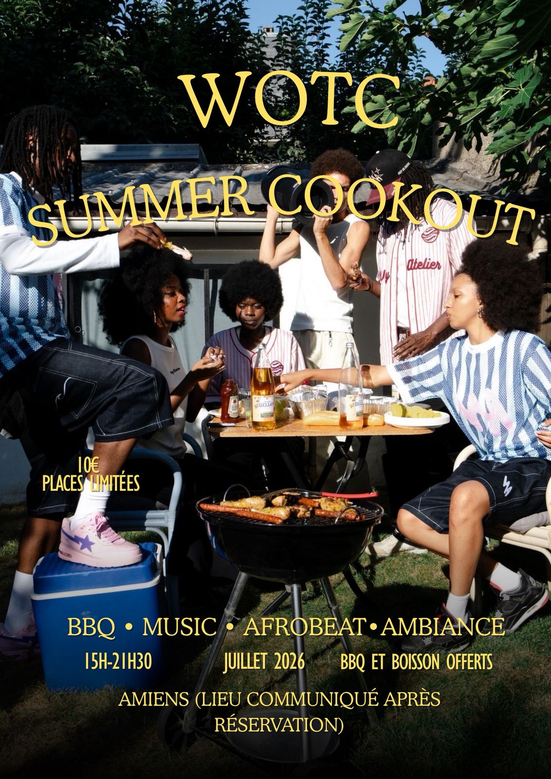 WOTC cookout and block party event poster